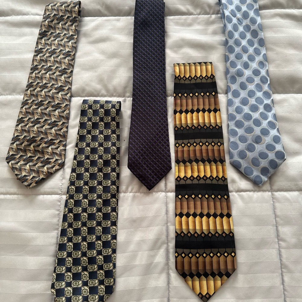 Bundle of 5 Vintage Patterned Silk Ties